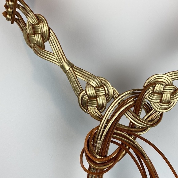 LAUREN RL • Metallic Gold Leather Tassel Belt - Picture 2 of 6